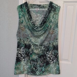 Green Patterned Women's Top